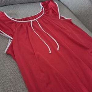 Vintage Red Olga Lounge Gown Shift Nightgown Retro Cottagecore Sleepwear M